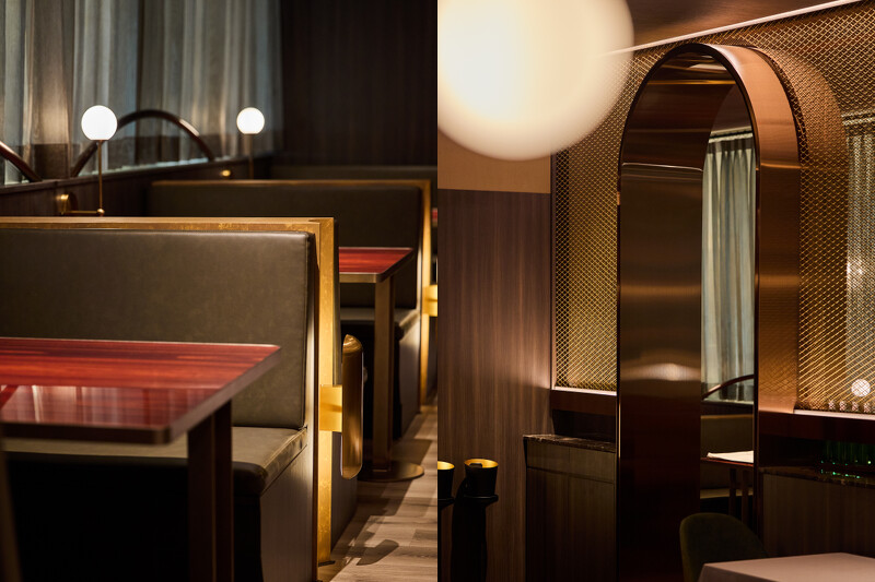 空間以金屬材質為主，搭配柔和的間接照明。