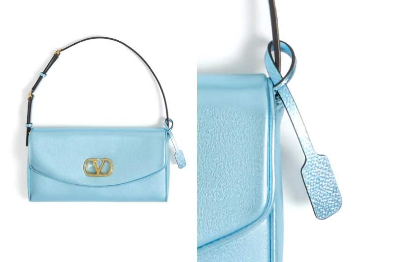 DeVain包款上同色系的皮革吊牌，可以壓印姓名縮寫。