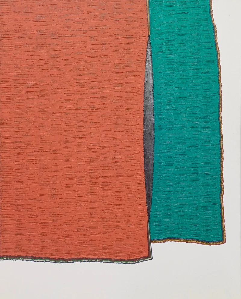 权纯益作品《隙－积・研 (6-02)》， 90.9x72.7cm，複合媒材、画布，2025。白石画廊提供。