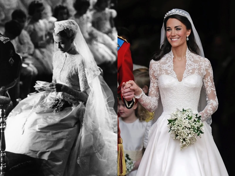 英國的凱特王妃（Kate Middleton），另一位則是摩納哥王妃葛瑞絲凱莉（Grace Kelly）婚紗造型。