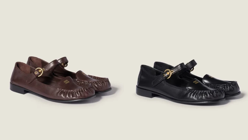 Miu Miu皮革樂福鞋及帶子裝飾，NT$39,000。