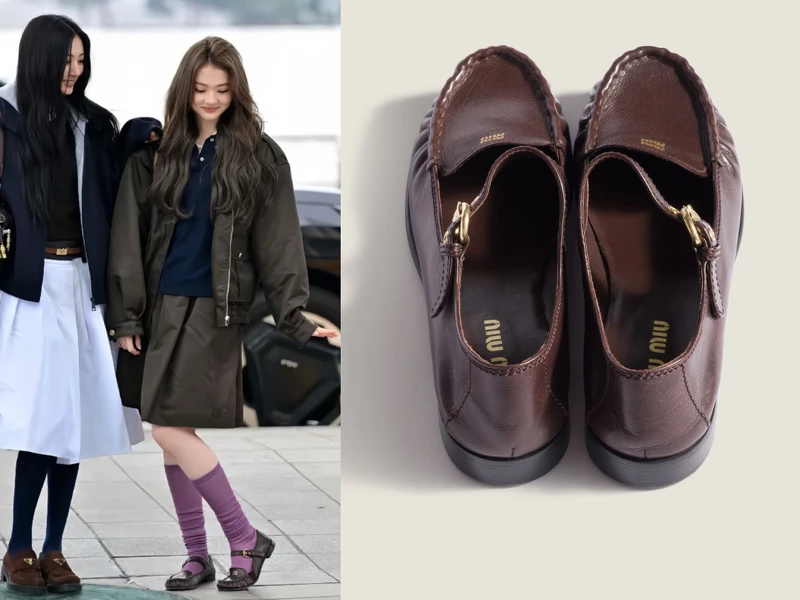 Miu Miu皮革樂福鞋及帶子裝飾，NT$39,000。