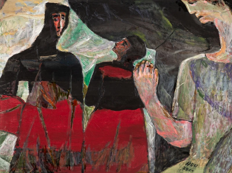 2025年捐贈入館典藏 張炳堂,《孩子們》,1951,油彩、畫布,61 × 91公分。臺北市立美術館典藏。 2025年捐贈入館典藏 張炳堂,《孩子們》,1951,油彩、畫布,61 × 91公分。臺北市立美術館典藏。