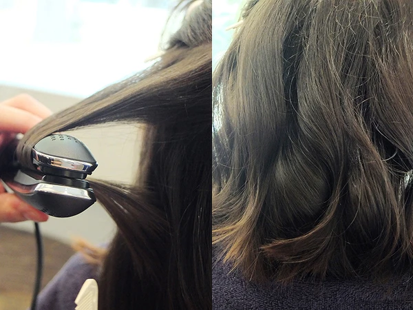 若從髮根夾起，最後完成時造型會太過膨脹，只需夾髮尾即可。