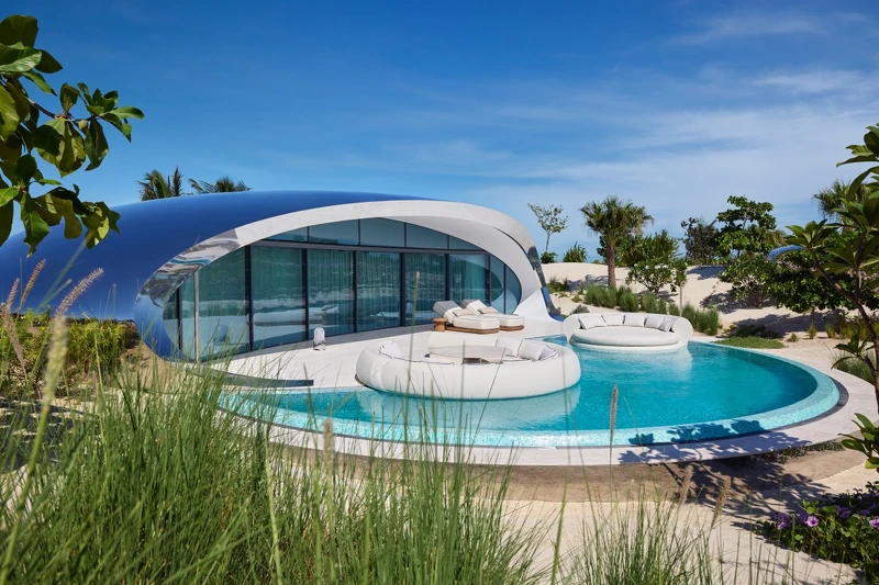 所有別墅皆配備私人泳池，空間尺度與視覺張力兼具，兼顧高度隱私與奢華體驗。