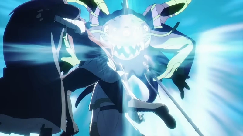 修塔爾克反射性往左跳,擋住強光護著費倫 修塔爾克反射性往左跳,擋住強光護著費倫