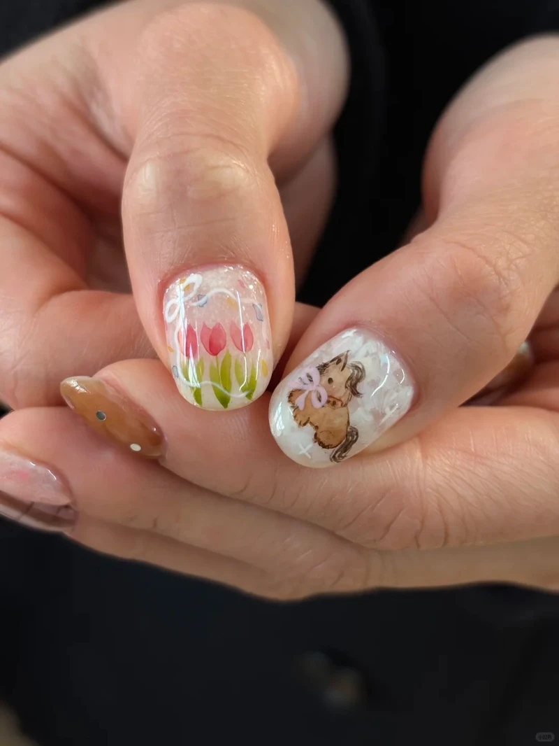 童趣彩繪小馬美甲範本(Photo/小紅書@都市小白菜)