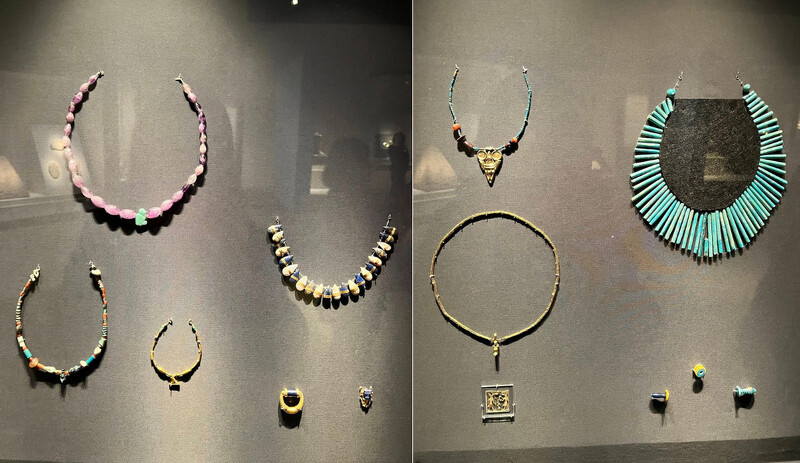 古埃及工匠技藝精湛,能靈活運用各式材料,並憑藉高超工藝發展出獨特的珠寶製作技術與工具。許多原料取自埃及境內:半寶石開採自周圍沙漠地帶,各式貝殼來自紅海;也有一些貴重金屬與寶石從遠方進口,交易範圍從非洲中部到現今的阿富汗,顯示當時廣大且繁盛的貿易網絡。Melody TU 採訪拍攝 古埃及工匠技藝精湛,能靈活運用各式材料,並憑藉高超工藝發展出獨特的珠寶製作技術與工具。許多原料取自埃及境內:半寶石開採自周圍沙漠地帶,各式貝殼來自紅海;也有一些貴重金屬與寶石從遠方進口,交易範圍從非洲中部到現今的阿富汗,顯示當時廣大且繁盛的貿易網絡。Melody TU 採訪拍攝