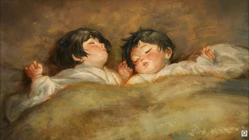 二創名畫《兩個熟睡的孩子》預示雙胞胎的故事走向