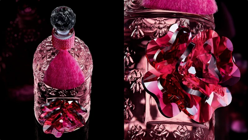 嬌蘭花冠粉櫻淡香水琉晶珠櫻蜂印瓶。