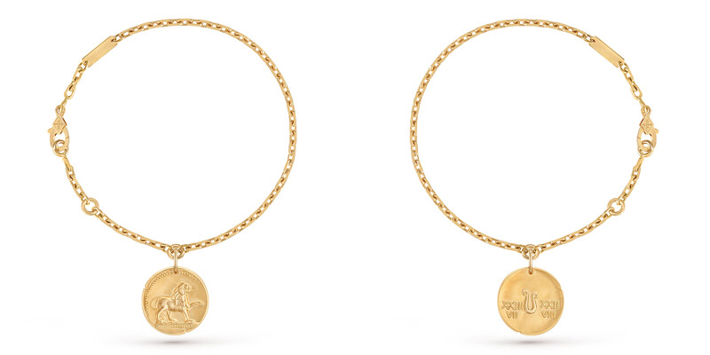 Zodiaque Aquarii (獅子座) 手鍊圓墜,正面&背面。 Zodiaque Aquarii (獅子座) 手鍊圓墜,正面&背面。