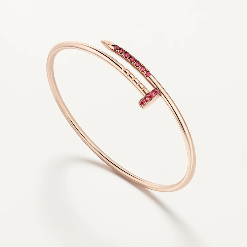 Juste un Clou玫瑰金手环小型款，镶嵌红宝石。