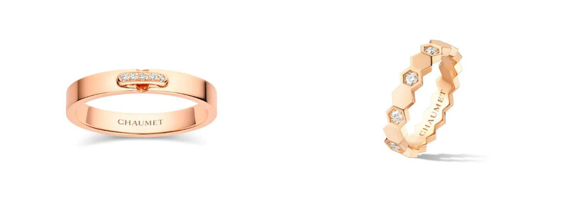 iens &Eacute;vidence 18K玫瑰金钻石戒指、Bee de Chaumet 18K玫瑰金钻石戒指。