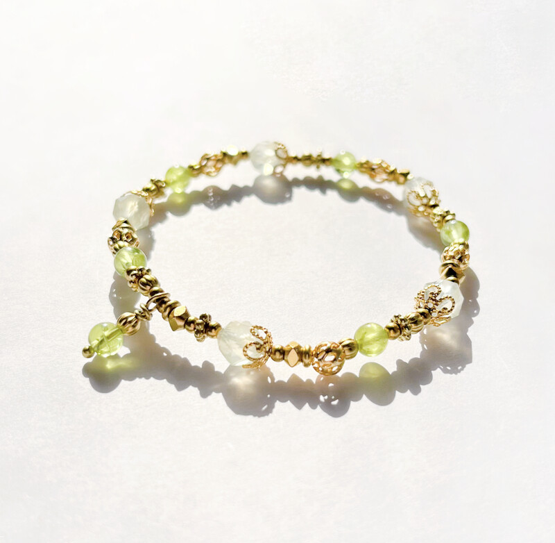 洛可可花園 葡萄石 橄欖石 黃銅 手鍊