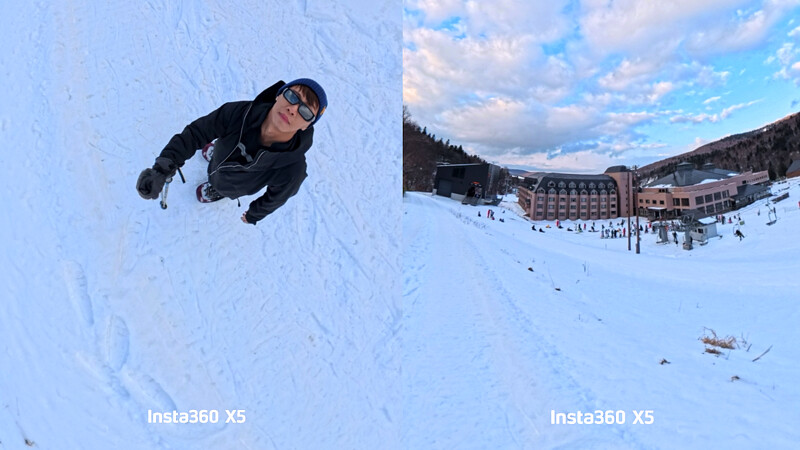 Insta360 X5 360&deg;模式拍攝後，同一個素材能擷取出不同角度照片