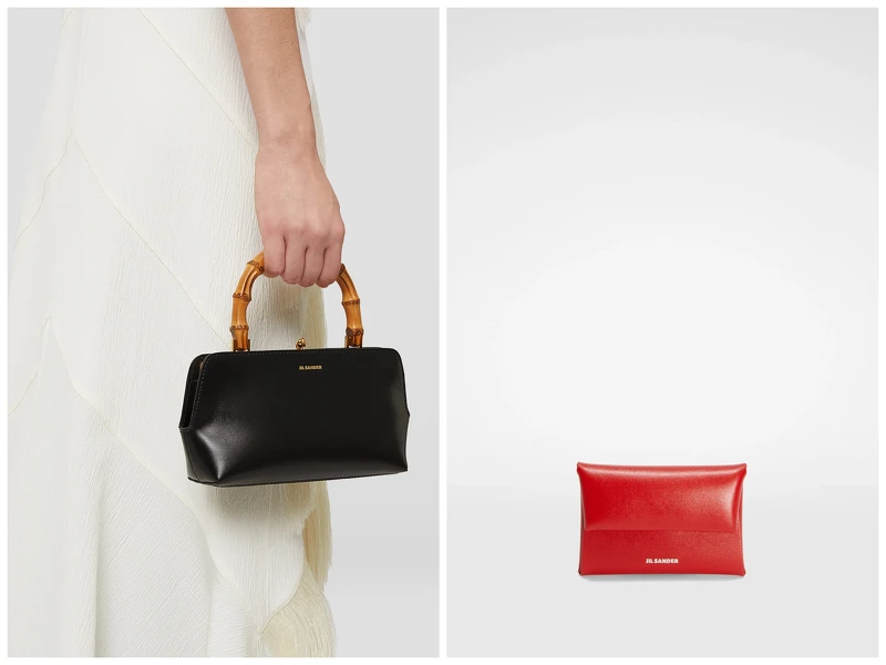 Goji Bamboo 迷你手提包NT72,680，紅色皮質摺疊零錢包 NT10,200。