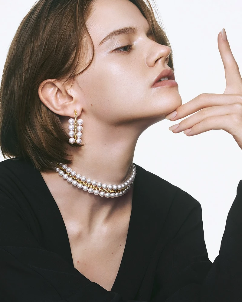 TASAKI,Sequence Diamonds頸鍊,18K金,阿古屋珍珠、鑽石,價格店洽。