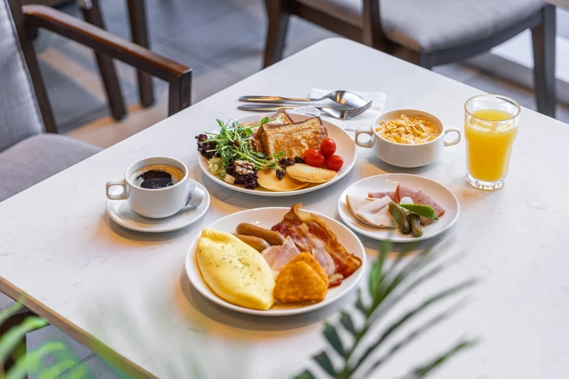 早餐在同個空間享用。