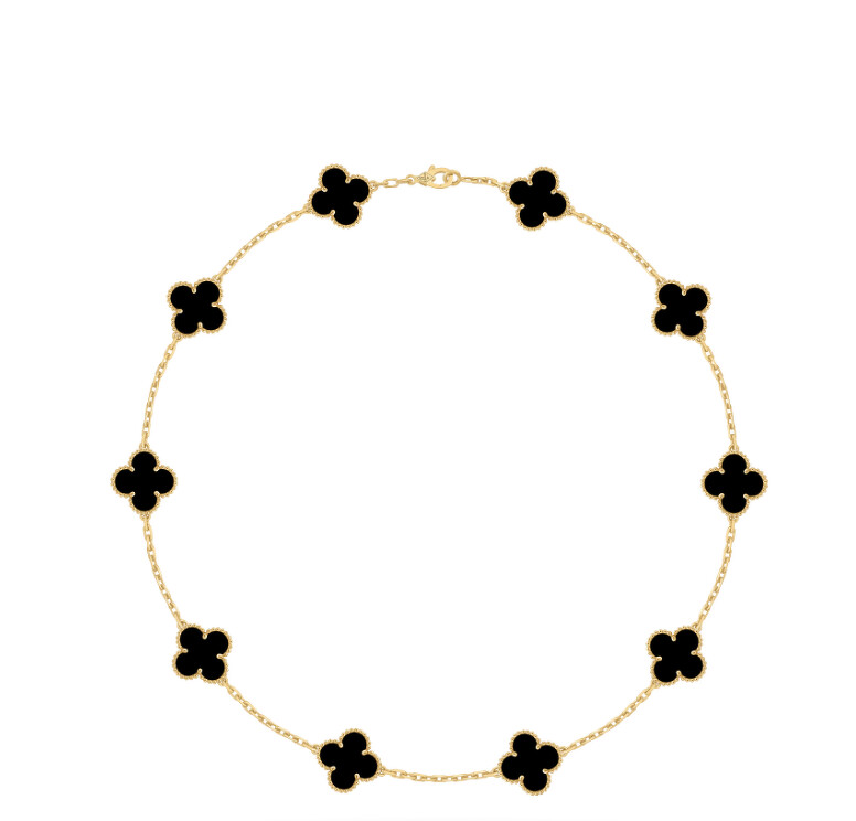 Vintage Alhambra镶嵌缟玛瑙10枚四叶幸运草图案项鍊，台币320,000元