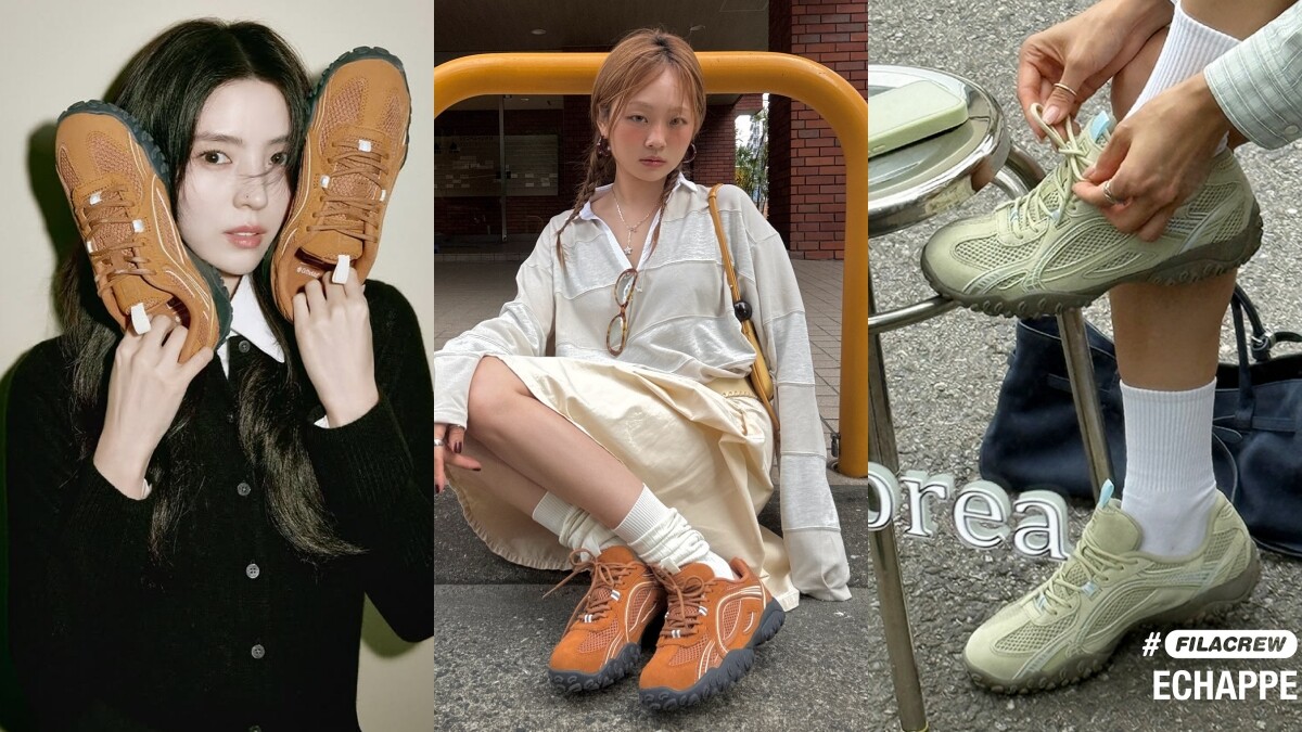 薄底鞋勁敵出現了!韓韶禧腳上Fila Echappe換上質感麂皮,韓妞足上新歡很欠收