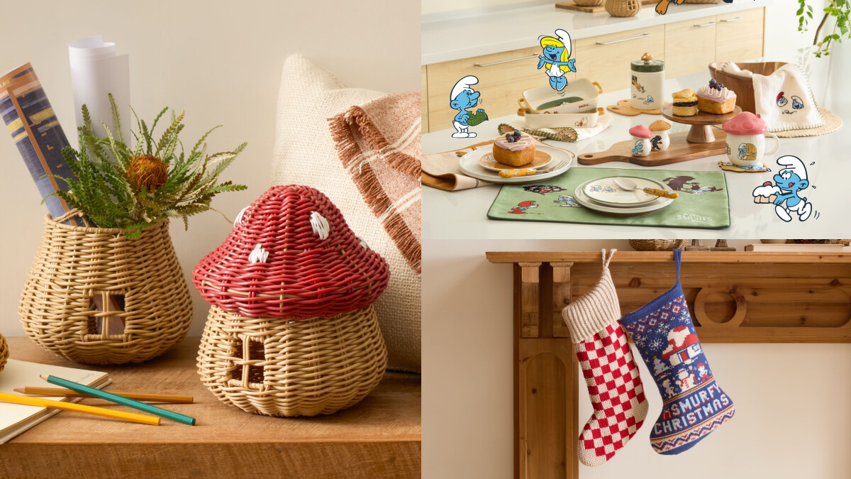 HOLA X 藍色小精靈聖誕聯名可愛登場!蘑菇收納籃、Pixel風聖誕襪等30款必收、價格總整理