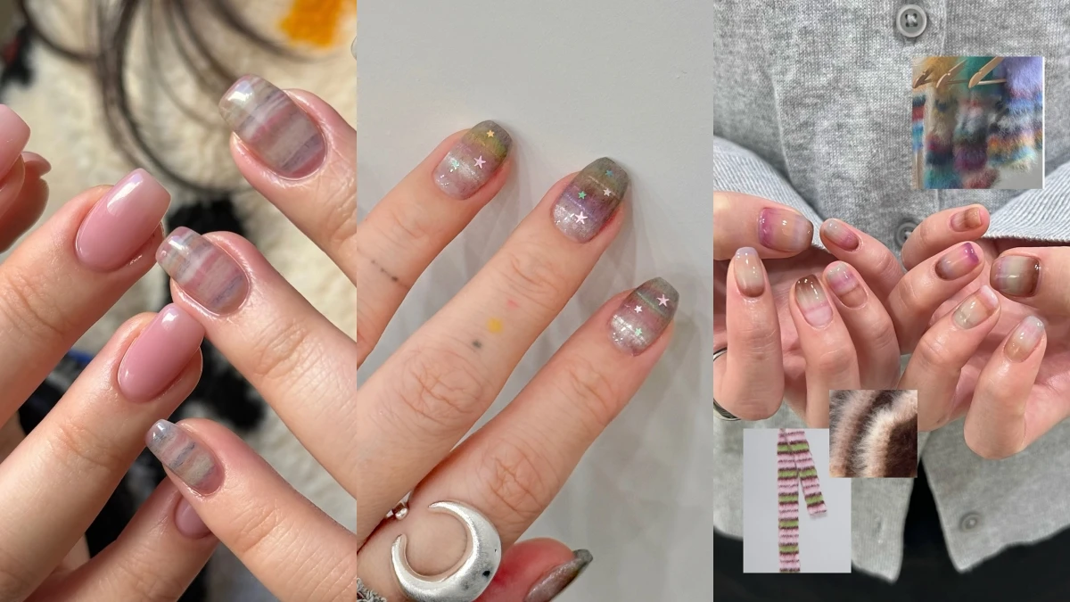 2025秋冬美甲靈感推薦「條紋毛衣美甲」20款範本一次看，這款韓網超夯