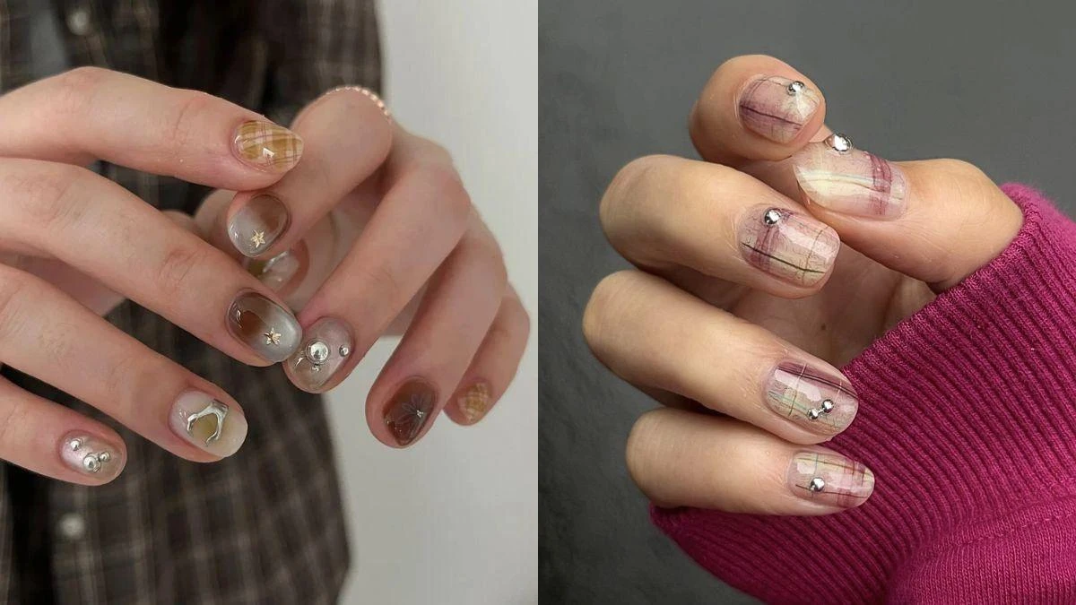 2025美甲推薦「蘇格蘭格紋美甲」25款範本示範，秋冬最經典的學院系回歸！