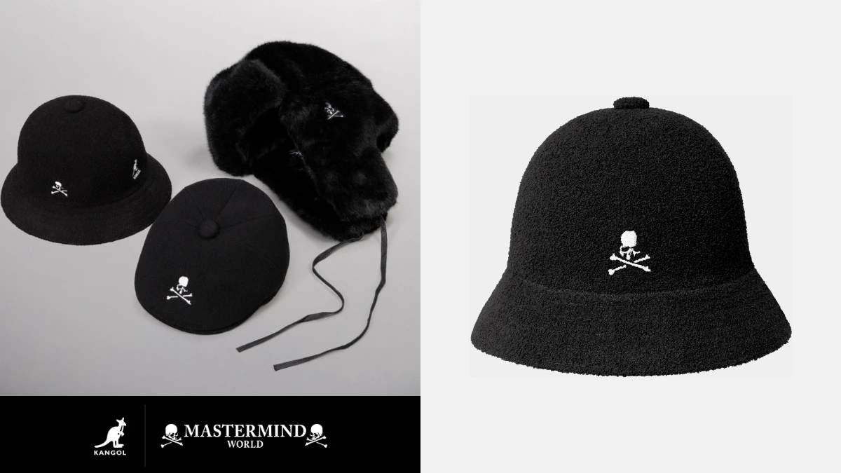 帽控必收！Kangol x Mastermind 暗黑聯名登場，骷髏刺繡注入經典帽型，三款全黑帽一次展開 