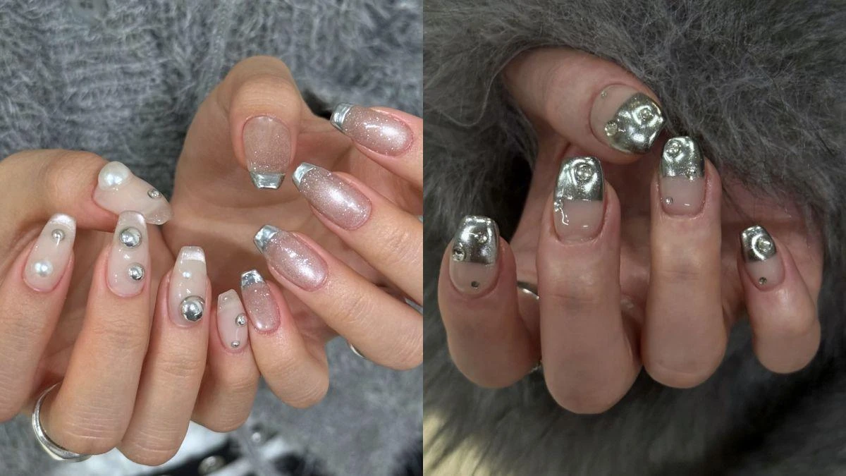 2026美甲推薦「銀色美甲」霧感磁石、低調法式⋯10款範本示範,銀色也能很好搭!