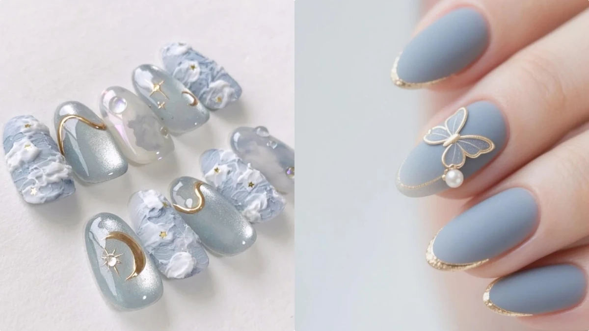 2026美甲推薦「金藍色美甲」！12款範本從名媛風到浪漫童話，指尖盡顯典雅精緻