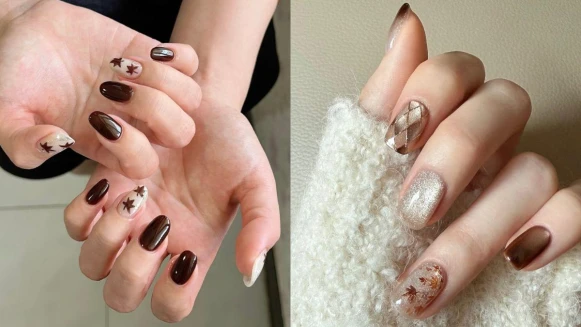 2025美甲推薦「楓葉美甲」17款範本示範，把秋天的浪漫捧在指尖！