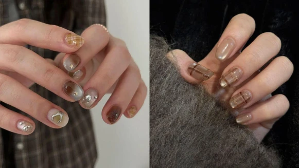 2025美甲推薦「蘇格蘭格紋美甲」25款範本示範，秋冬最經典的學院系回歸！