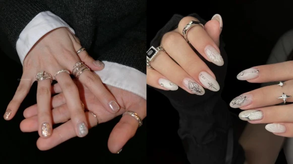 2025美甲推薦「金屬美甲」20款範本示範,指尖像戴上迷你珠寶般閃耀!