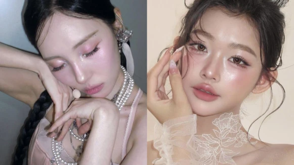 2025聖誕妝容推薦「銀色雪花妝」微醺莓果搭配銀色雪花的韓系妝容，乾淨、顯白還超有氛圍！