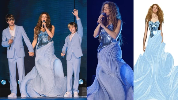 拉丁天后Shakira夏奇拉與兩位帥兒世巡溫柔合唱感動百萬人，親子裝＋一件如水般的高訂唱出〈Acróstico〉重生之歌