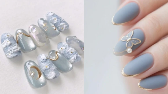 2026美甲推薦「金藍色美甲」！12款範本從名媛風到浪漫童話，指尖盡顯典雅精緻