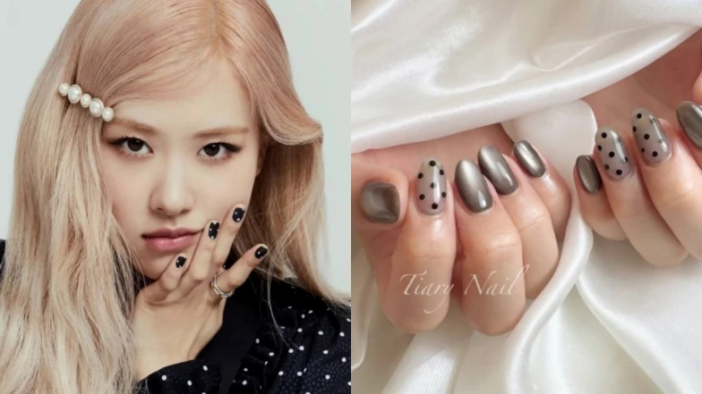 2025美甲推薦「波點美甲」15款範本！俏皮有個性，BLACKPINK Rose黑白圓點更掀風潮