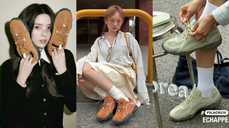 薄底鞋勁敵出現了！韓韶禧腳上Fila Echappe換上質感麂皮，韓妞足上新歡很欠收