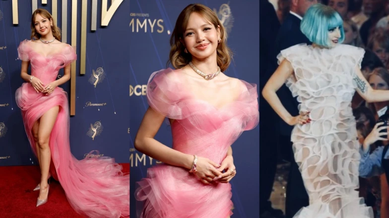Lisa首次艾美獎紅毯化身粉色蓮花仙子！飄逸禮服來自Lever Couture，女神級巨星都穿過！