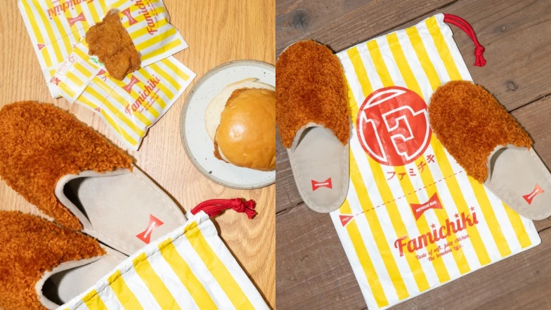 神還原！日本全家聯名推出「炸雞拖鞋」，酥嫩外皮＋黃白紙袋細節都超到位