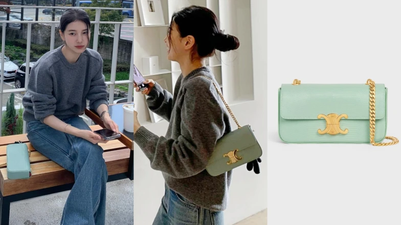 秀智的Celine新歡包不是新款！薄荷綠Claude＋凱旋門包釦，四年前推出就是爆款