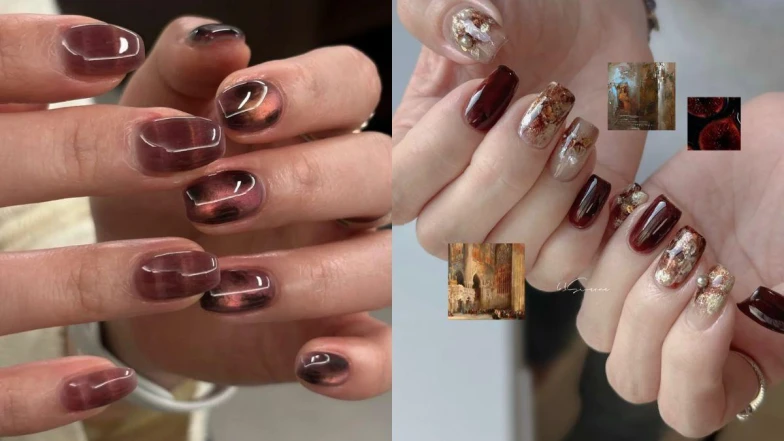 2025美甲靈感推薦「酒紅美甲」30款範本示範，秋冬必做的高級色低調又成熟！