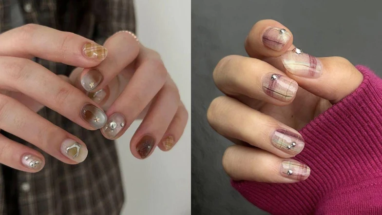 2025美甲推薦「蘇格蘭格紋美甲」25款範本示範，秋冬最經典的學院系回歸！