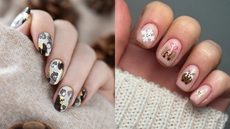 2025聖誕美甲推薦「松果美甲」！12款範本簡單精緻，將節日氛圍收進指尖