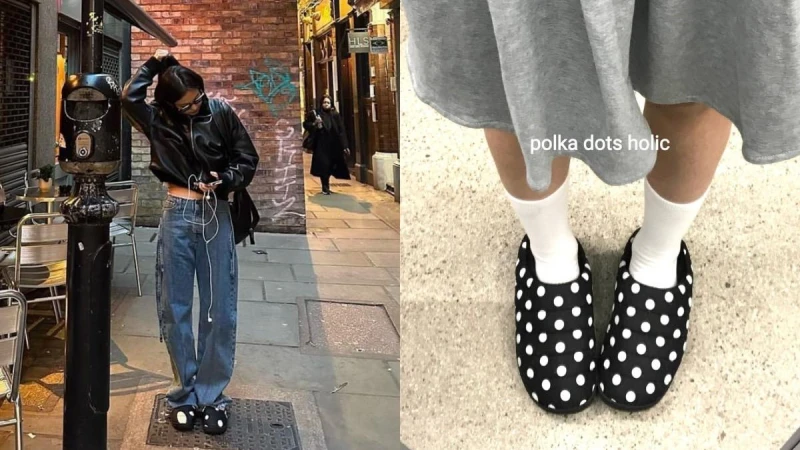 Jennie同款「羽絨麵包拖鞋」晉升秋冬時髦單品：入門必敗波點款式，IVE直井怜也愛上！