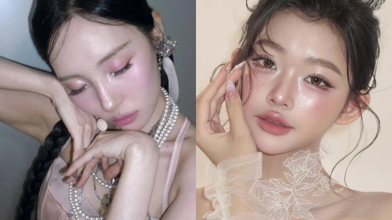 2025聖誕妝容推薦「銀色雪花妝」微醺莓果搭配銀色雪花的韓系妝容，乾淨、顯白還超有氛圍！