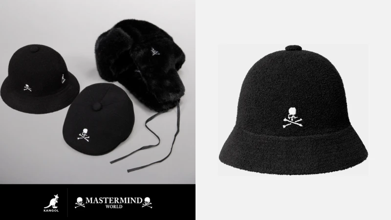 帽控必收！Kangol x Mastermind 暗黑聯名登場，骷髏刺繡注入經典帽型，三款全黑帽一次展開 