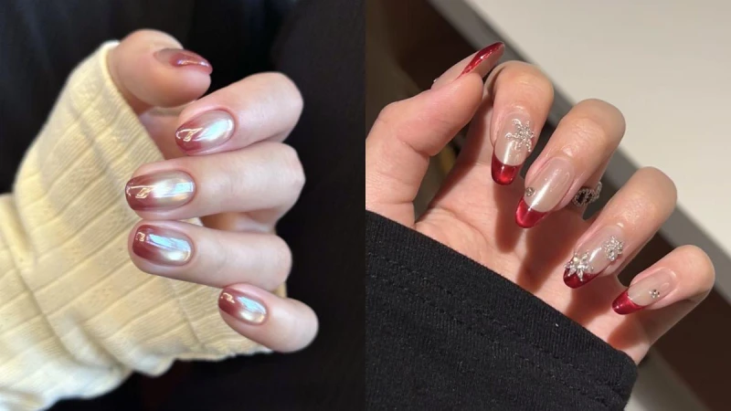 2026新年美甲推薦！透感紅、深酒紅、暗紅棕…20款範本示範，一路美到年後也不膩
